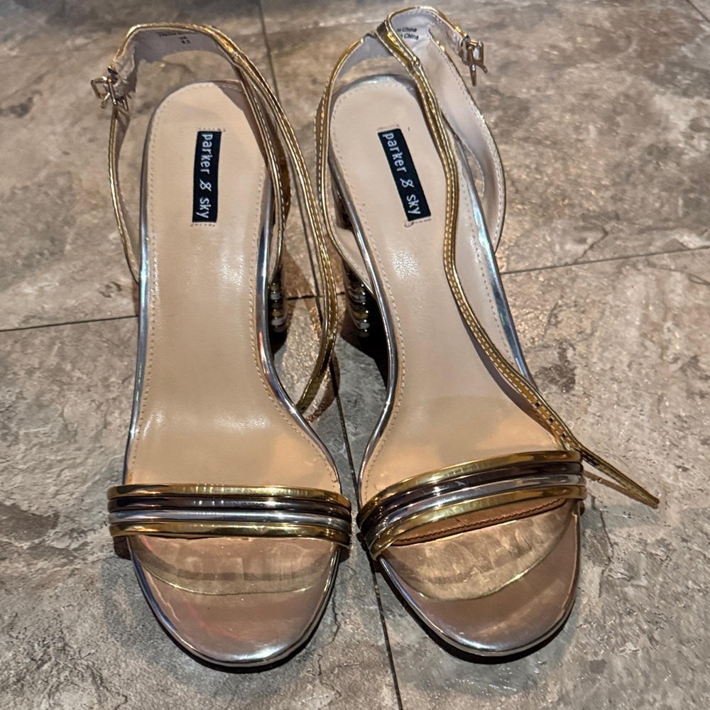 Dazzling Gold Strappy Heels by Parker & Sky